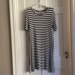LOFT Large Blue and White Striped T-shirt Dress